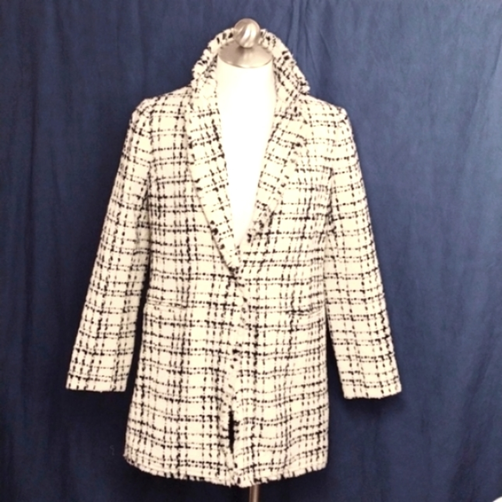 Talbots Wool-Blend Fringe Long Jacket